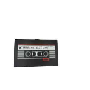 Retro Cassette Tape Clutch Bag Black Novelty Crossbody Purse Y2K